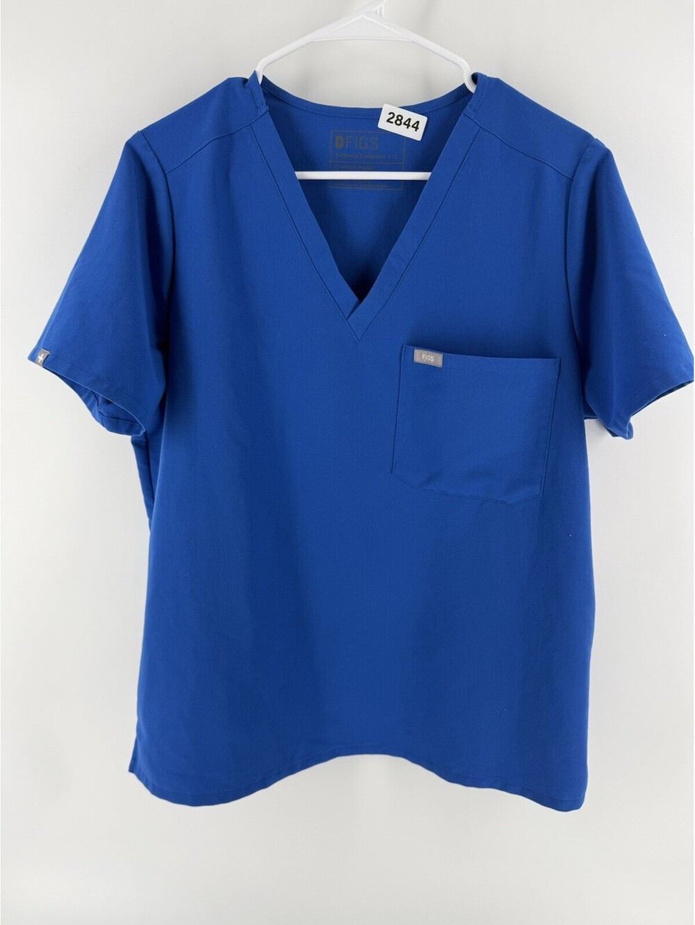 FIGS Casma Scrub Top Womens Large Royal Blue V-Neck Short Sleeve Pocket